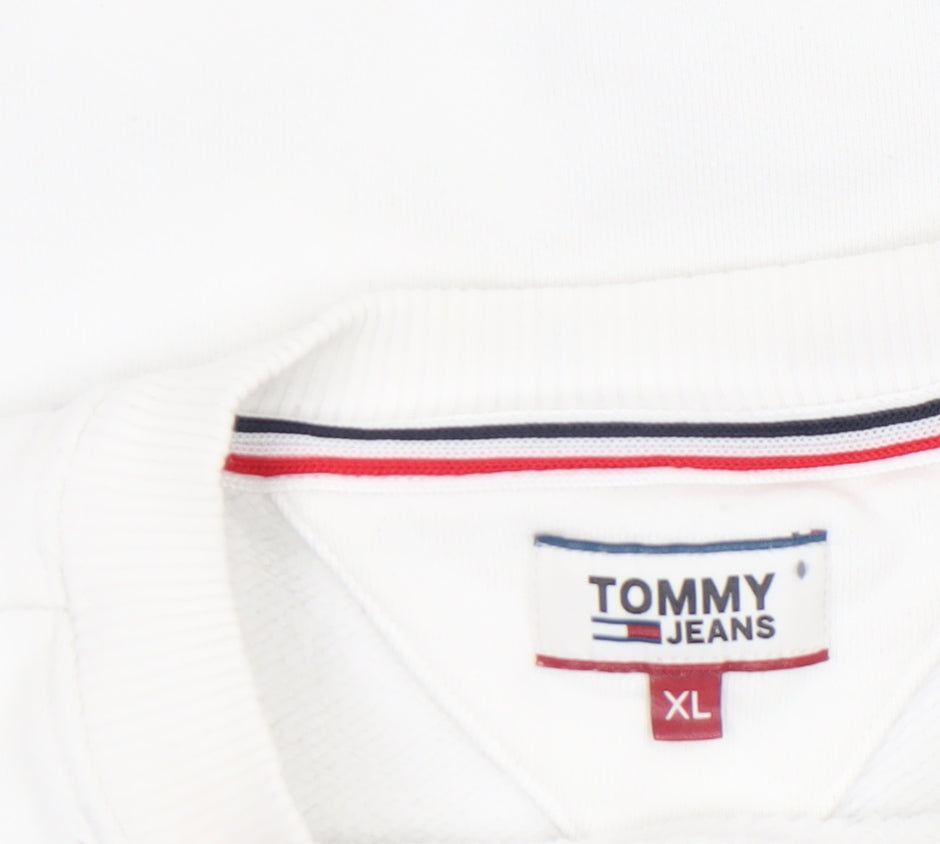 Tommy Jeans Women's White XL Crew Neck Pullover Sweatshirt