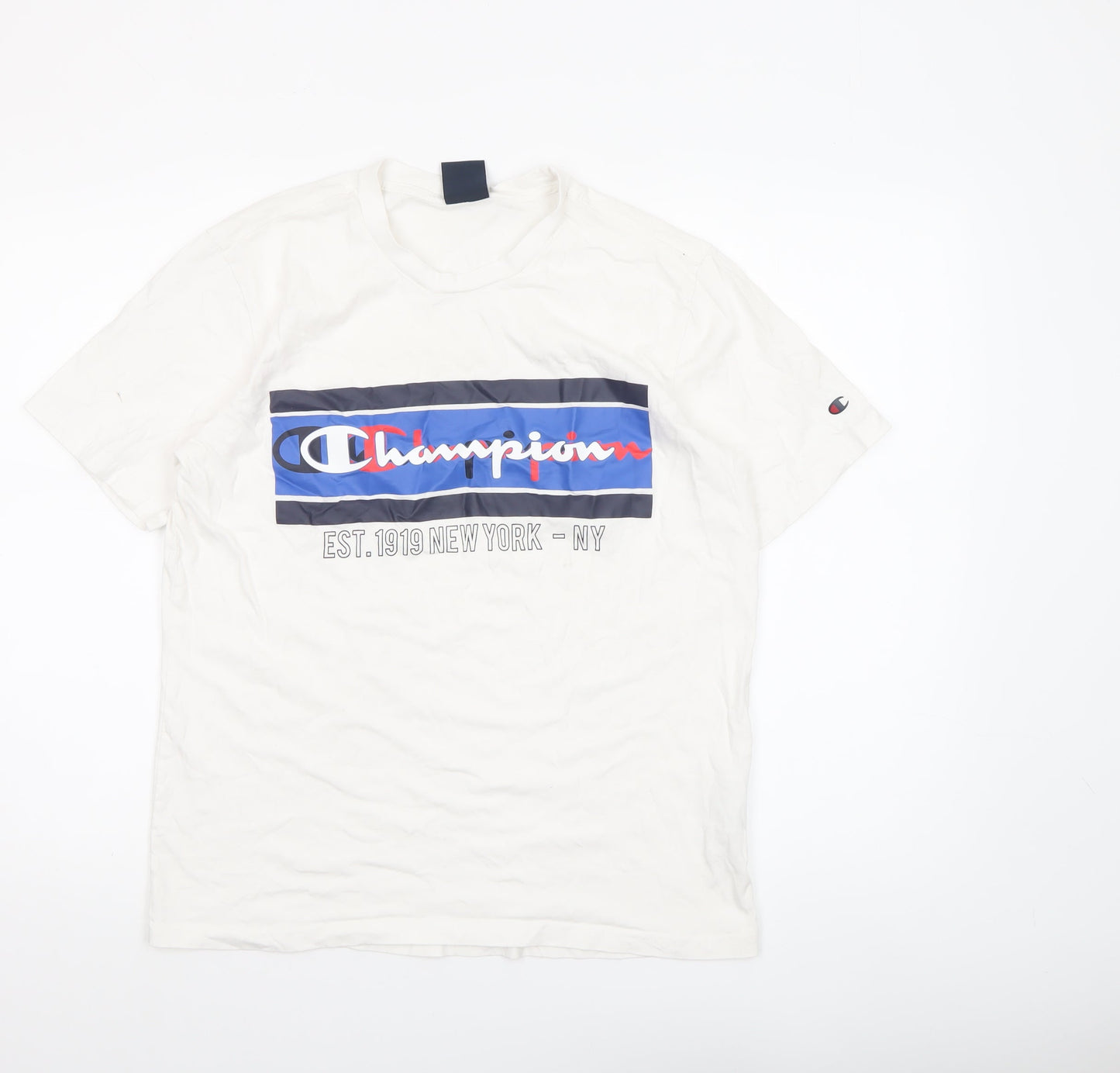 Champion Men’s White Medium Graphic Logo Cotton T-Shirt