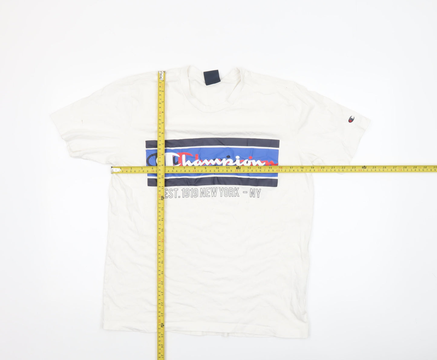 Champion Men’s White Medium Graphic Logo Cotton T-Shirt