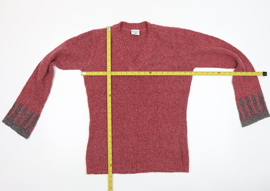 Columbia Womens Red V-Neck Knit Pullover Jumper Size M