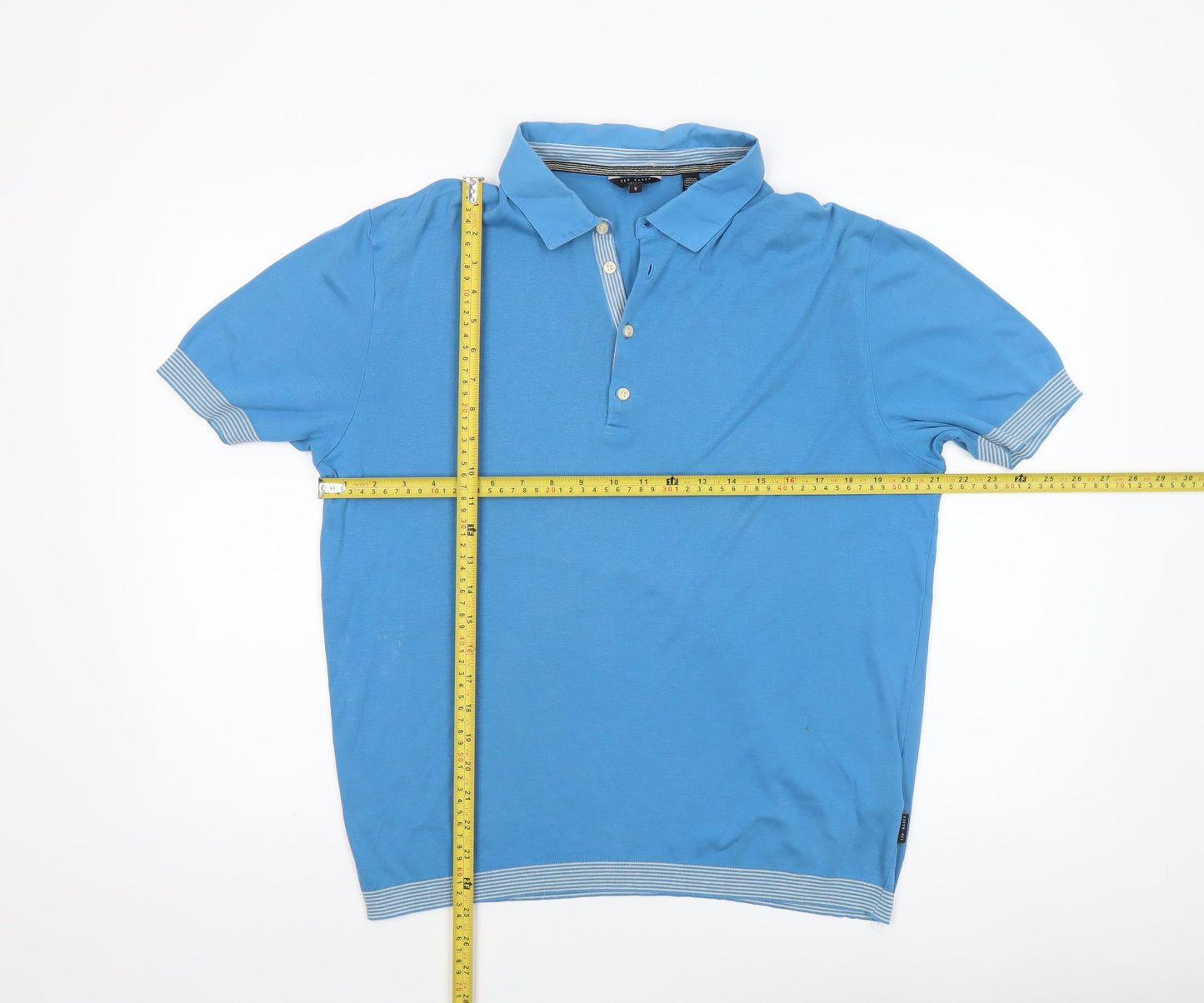 Ted Baker Men’s Blue Cotton Polo Shirt Size L Regular Fit