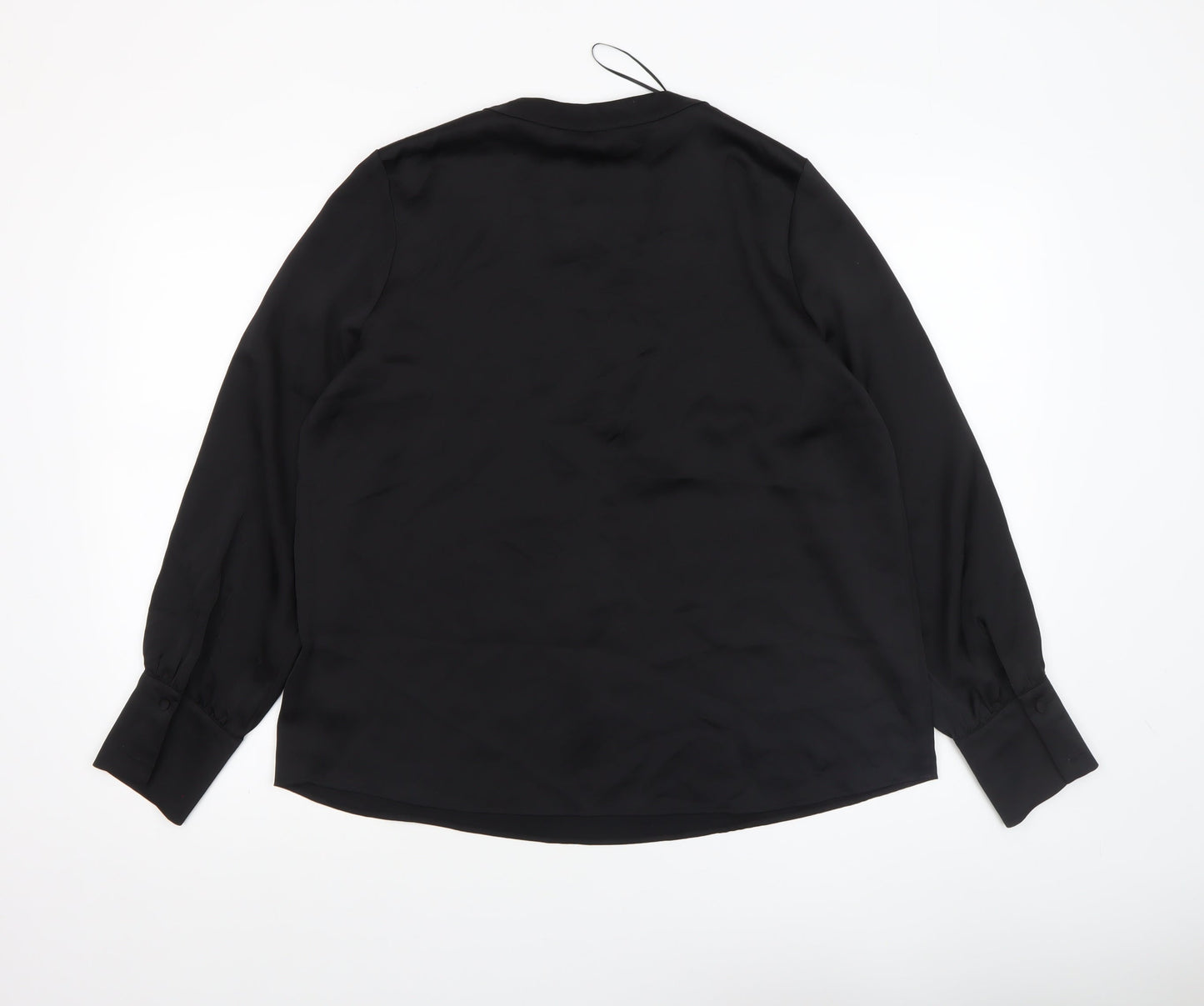 Dunnes Women's Black V-Neck Long Sleeve Polyester Blouse Size M