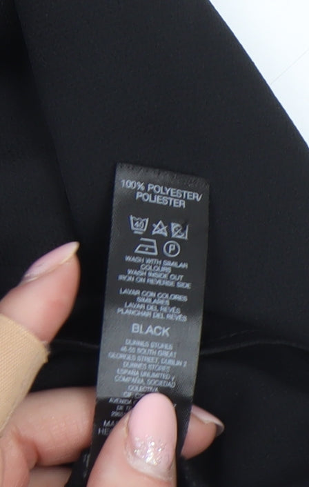 Dunnes Women's Black V-Neck Long Sleeve Polyester Blouse Size M