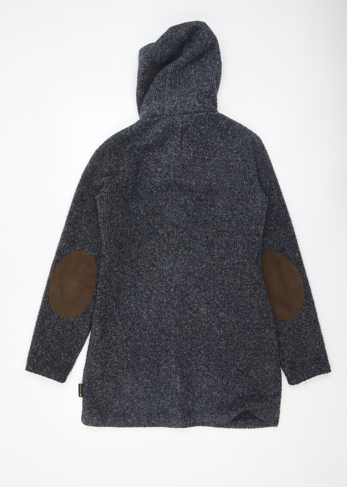 Jack Wolfskin Women Grey Hooded Knit Cardigan XS Wool Blend Outdoor
