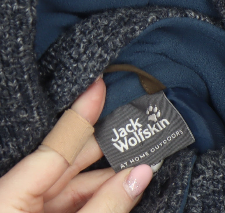 Jack Wolfskin Women Grey Hooded Knit Cardigan XS Wool Blend Outdoor