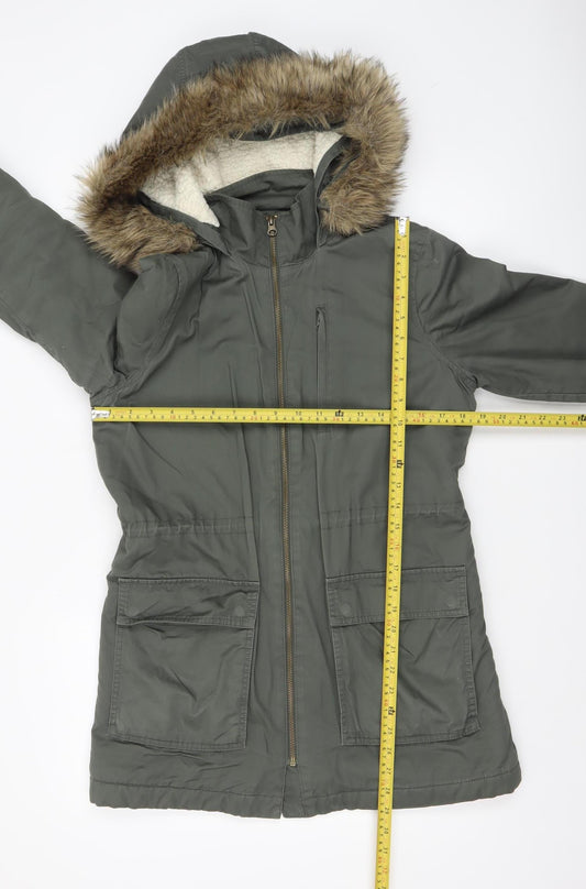 Gap Women's Green Fur Trim Hooded Parka Coat Size S
