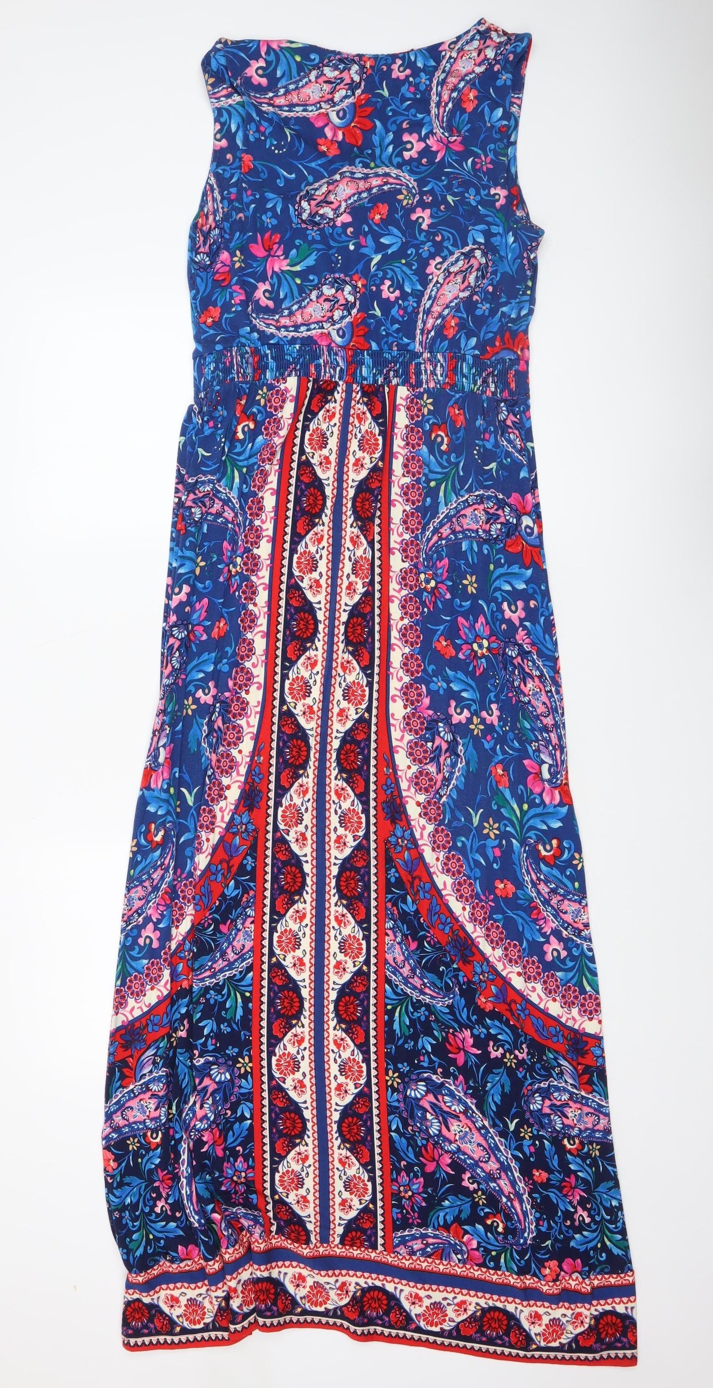Monsoon Womens Multicoloured Viscose Paisley A-Line Sleeveless Midi Dress Size 12