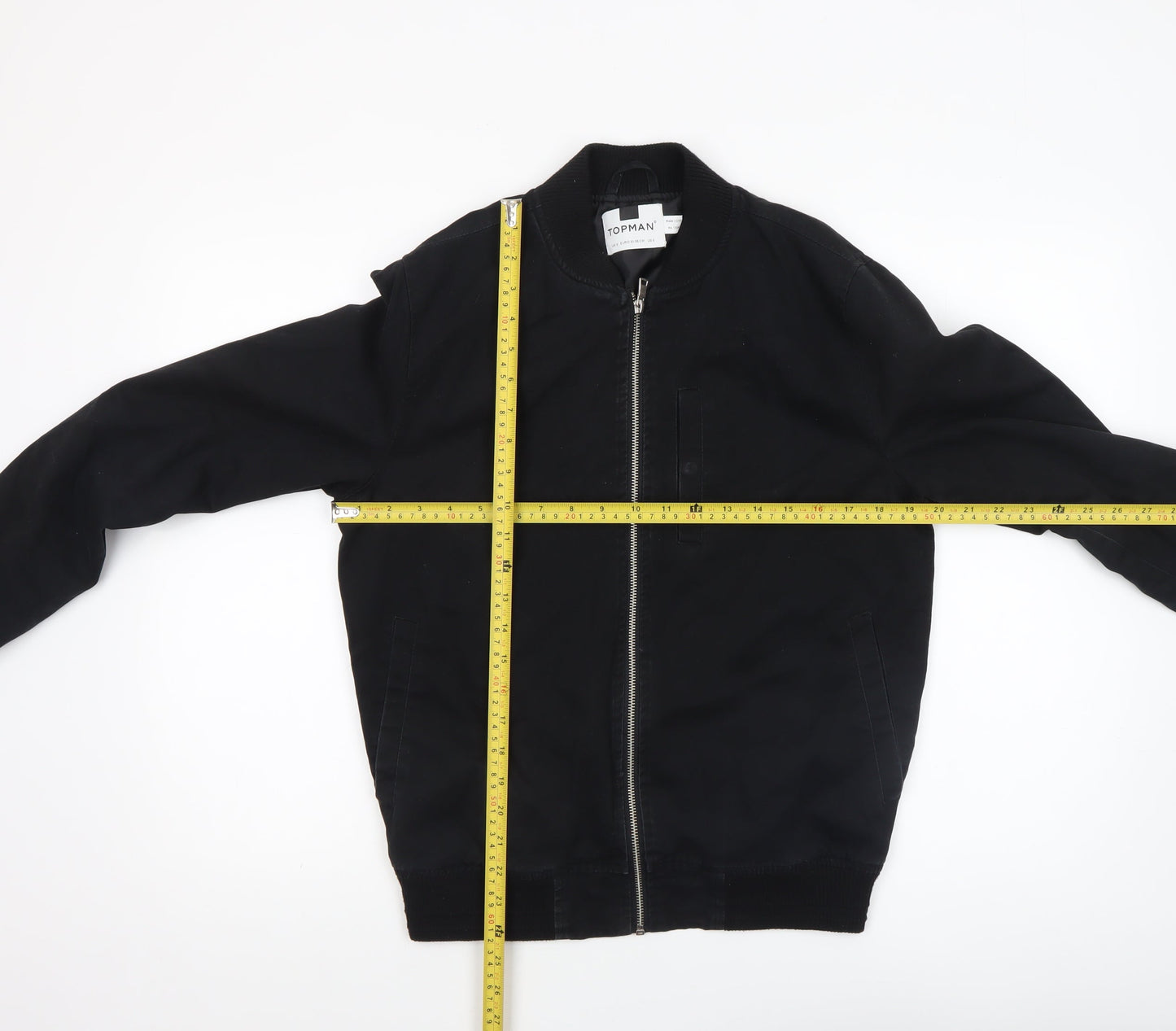 Topman Men's Black Bomber Jacket Size M Cotton Zip Casual