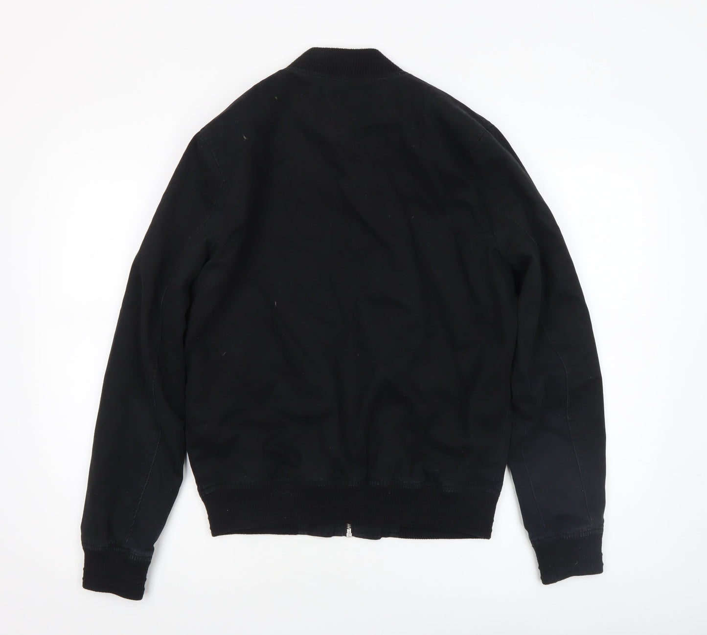 Topman Men's Black Bomber Jacket Size M Cotton Zip Casual