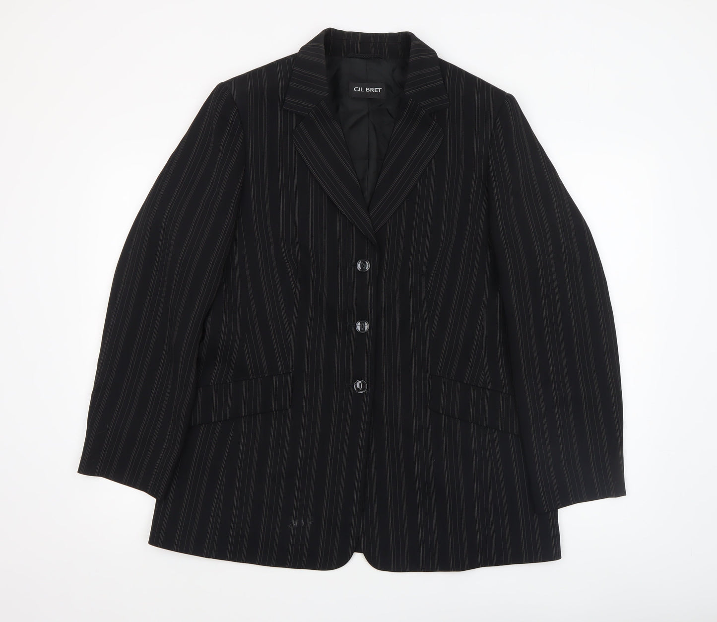 Gil Bret Women’s Black Pinstripe Blazer UK 14 Classic Fit Lined