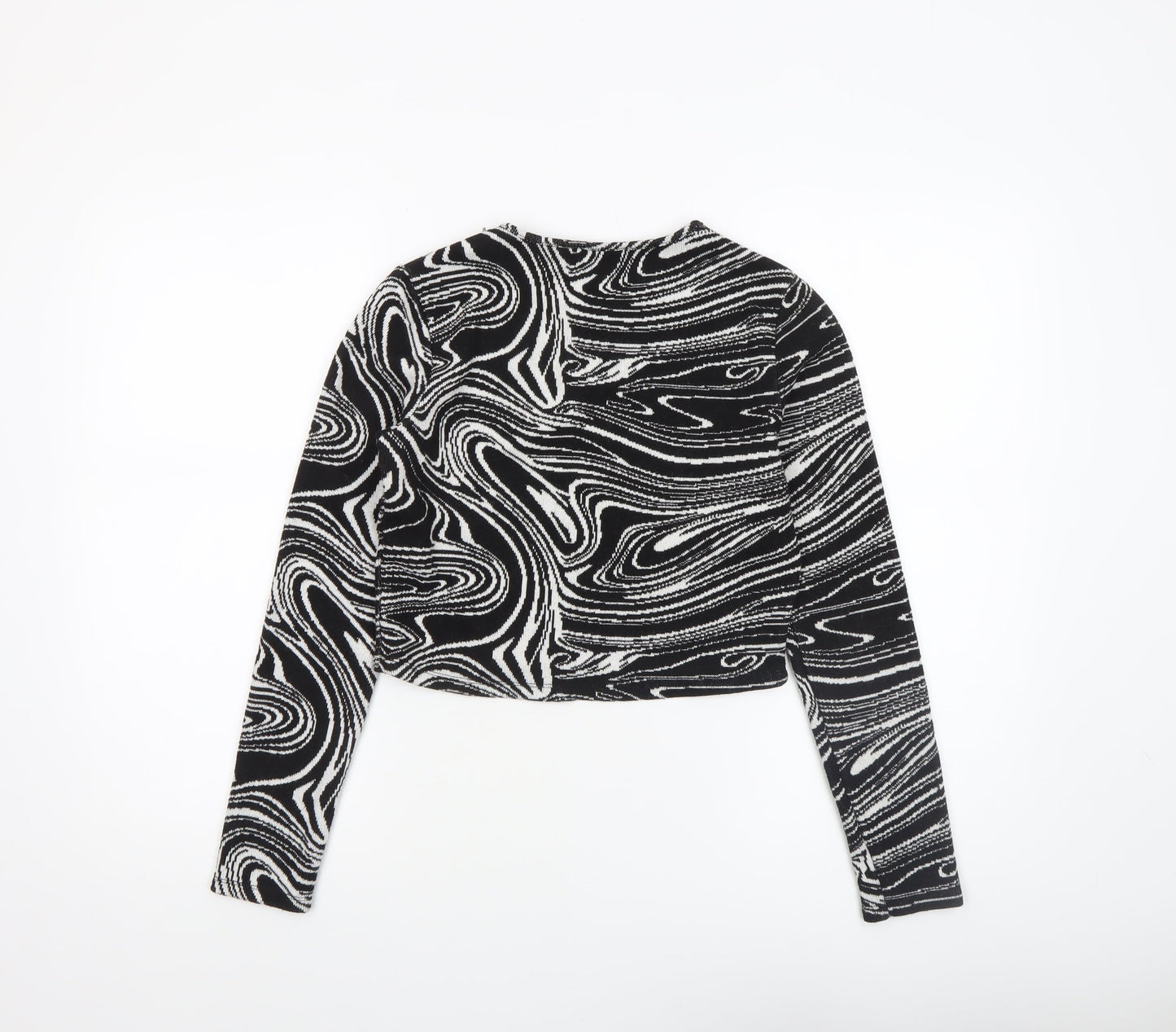 ZARA Women’s Black Geometric Knit Pullover Jumper Size L