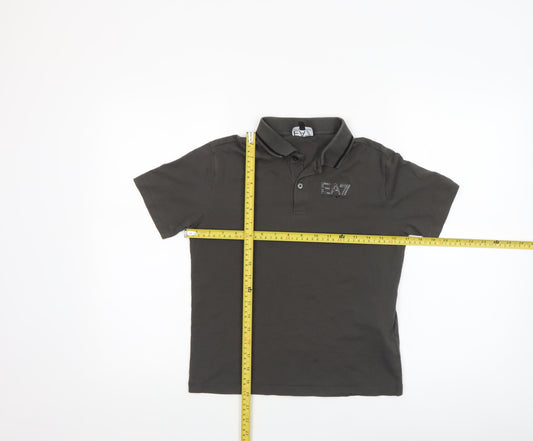 Emporio Armani Boys Grey Polo Shirt 12 Years Short Sleeve Cotton Logo Top