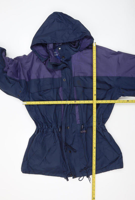 Outdoor Wear by RJM Men's Blue Purple Hooded Parka Jacket M Nylon Waterproof