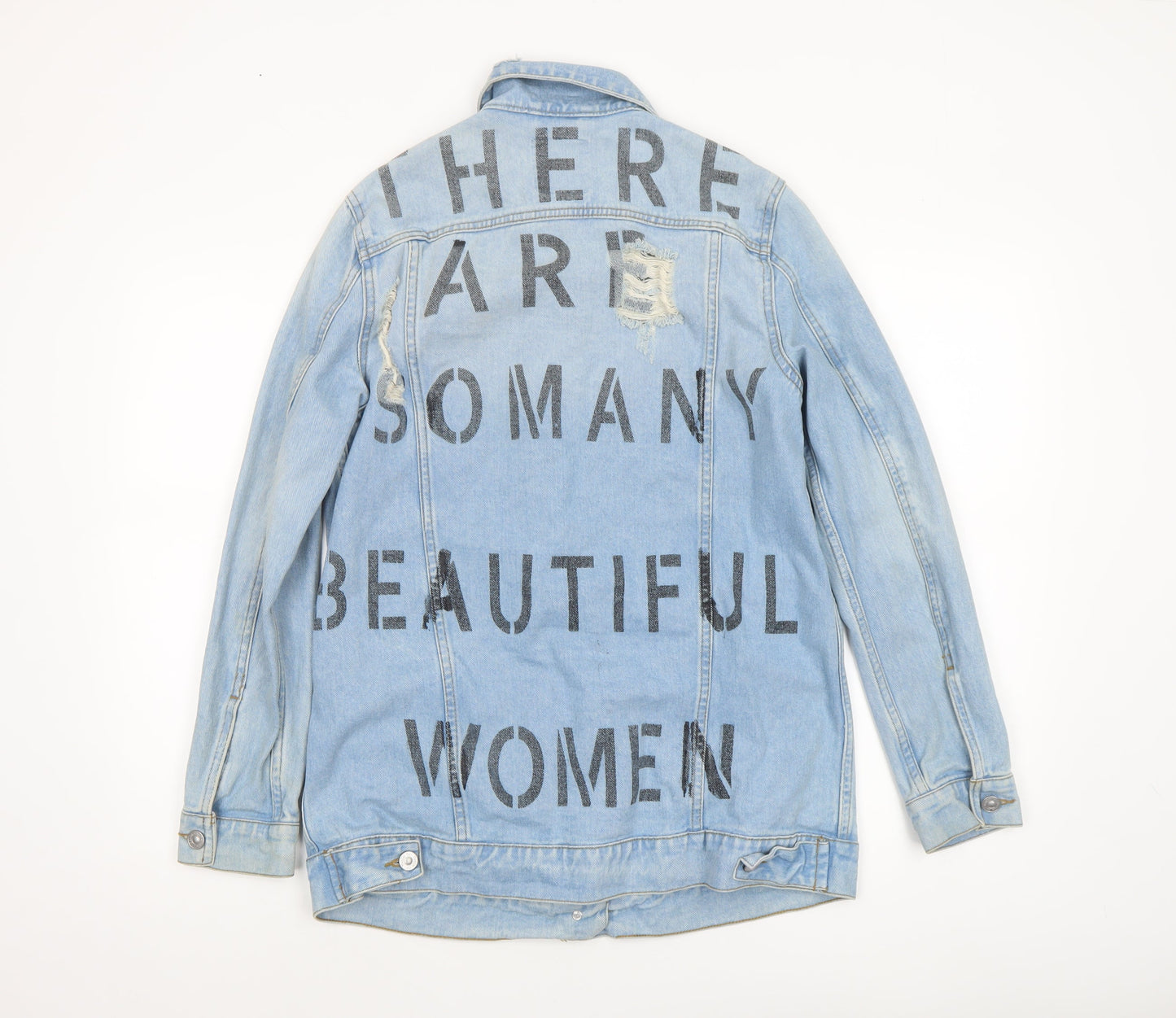 Denim Co. Women's Blue Distressed Denim Jacket Size 6