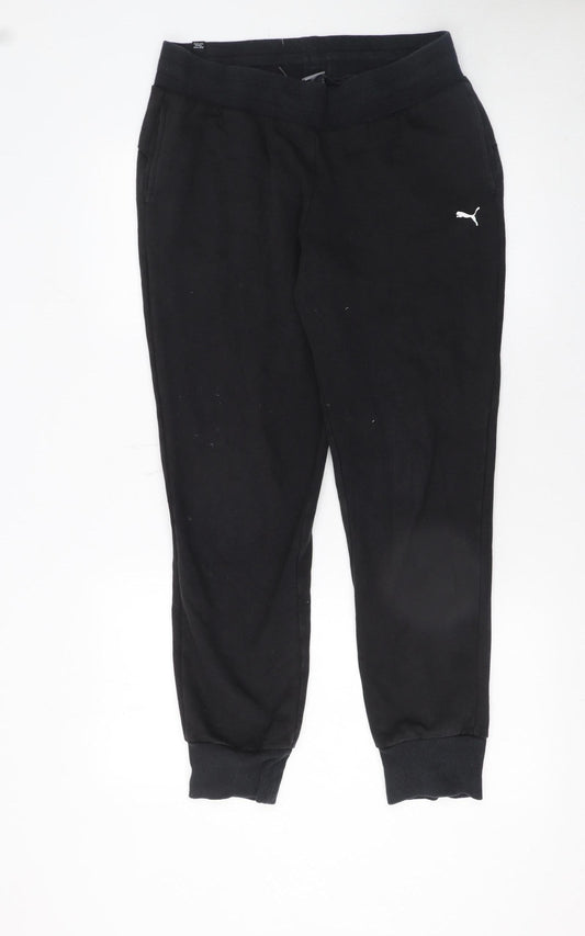 Puma Womens Black M Joggers Sweatpants Cotton Blend Casual