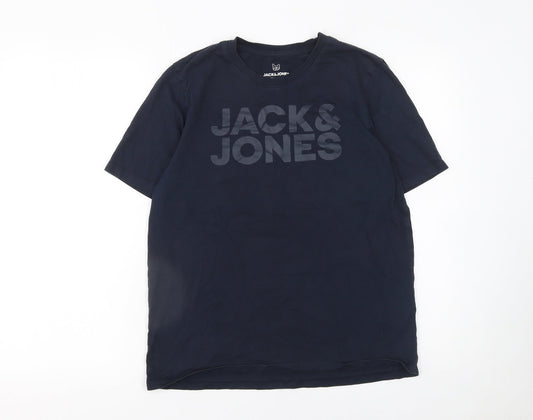 Jack & Jones Boys Blue Logo Organic Cotton T-Shirt 16 Years