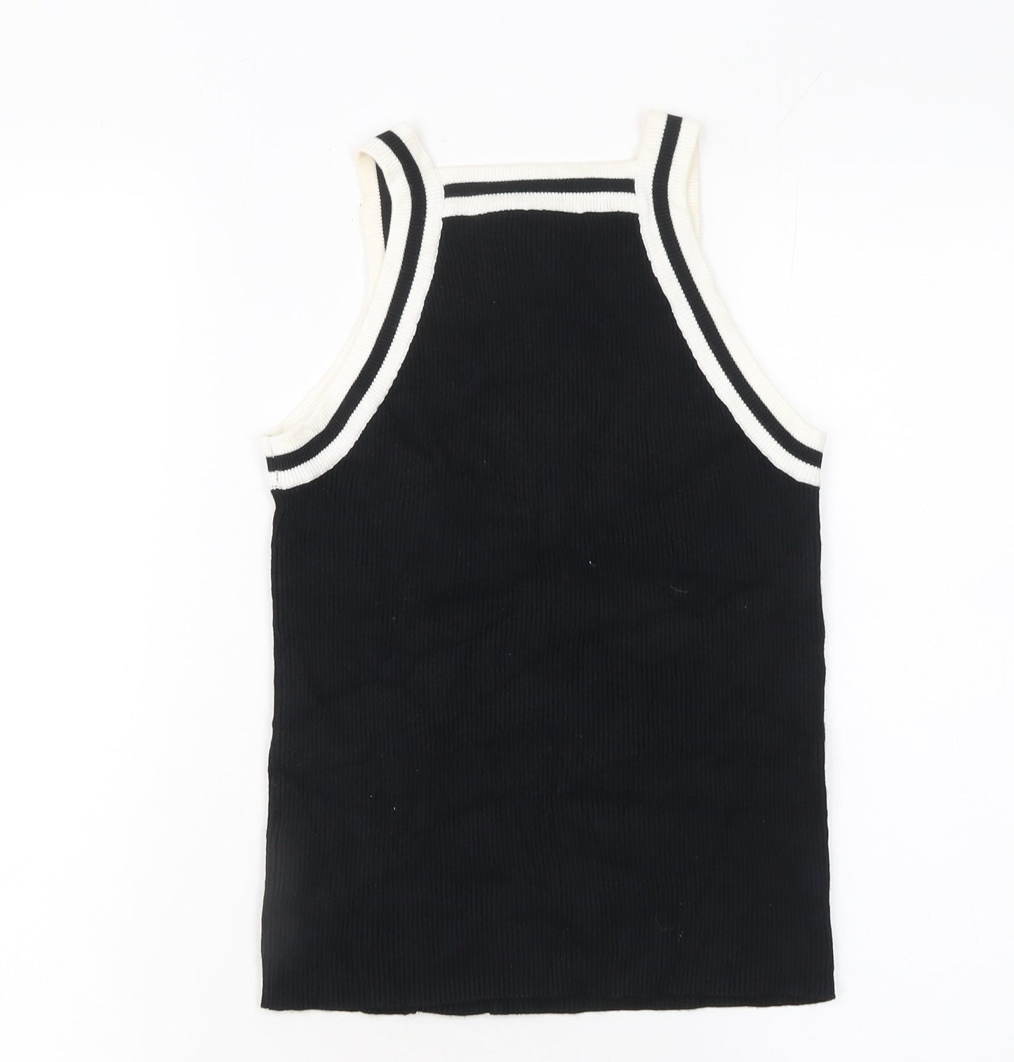 New Look Women's Black Halter Knit Tank Top Size 8 Viscose Blend