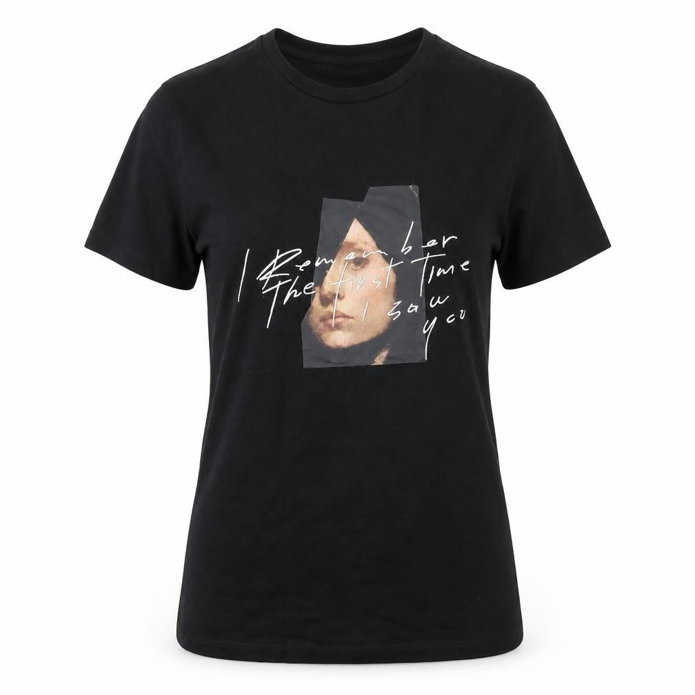 H&M Women’s Black Art Print Cotton T-Shirt Size XS