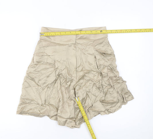 Massimo Dutti Womens Beige Viscose Culotte Shorts Size 8