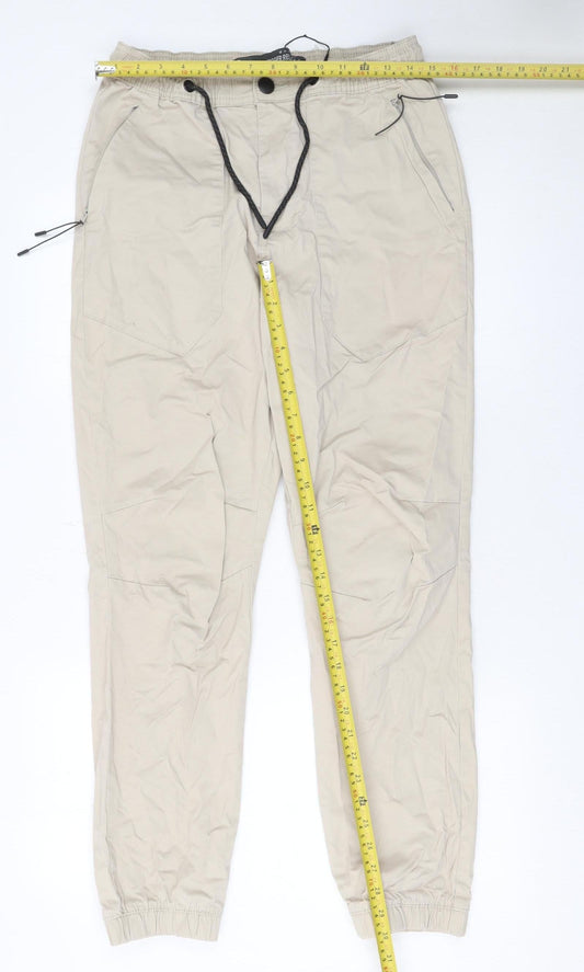 Denim Jogger Relaxed Men's Beige Jogger Trousers Size S Breathable Cotton Blend