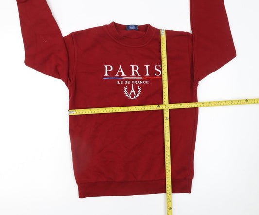 Paris Tour D'Or Red Crew Neck Sweatshirt Women S Paris Print Pullover