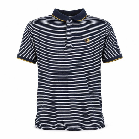 Regatta Mens Blue Striped Cotton Polo Shirt L Short Sleeve Collared