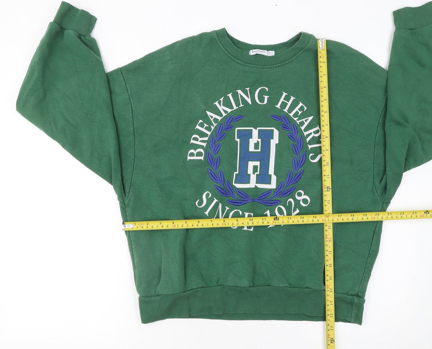 Stradivarius Women's Green Crew Neck Pullover Sweatshirt Size S