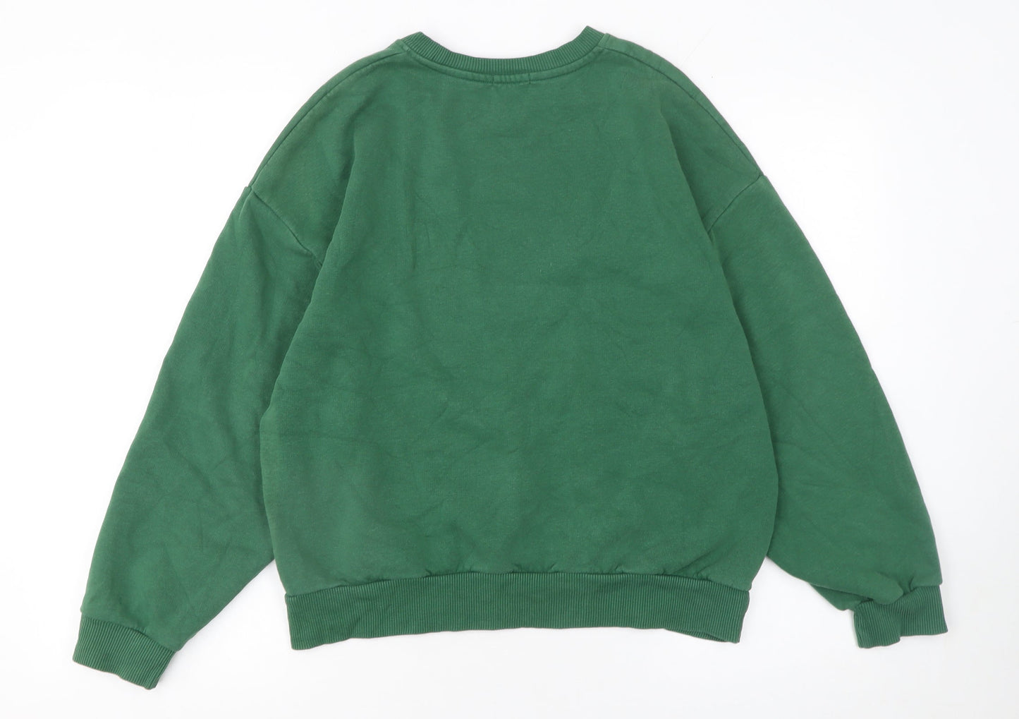 Stradivarius Women's Green Crew Neck Pullover Sweatshirt Size S