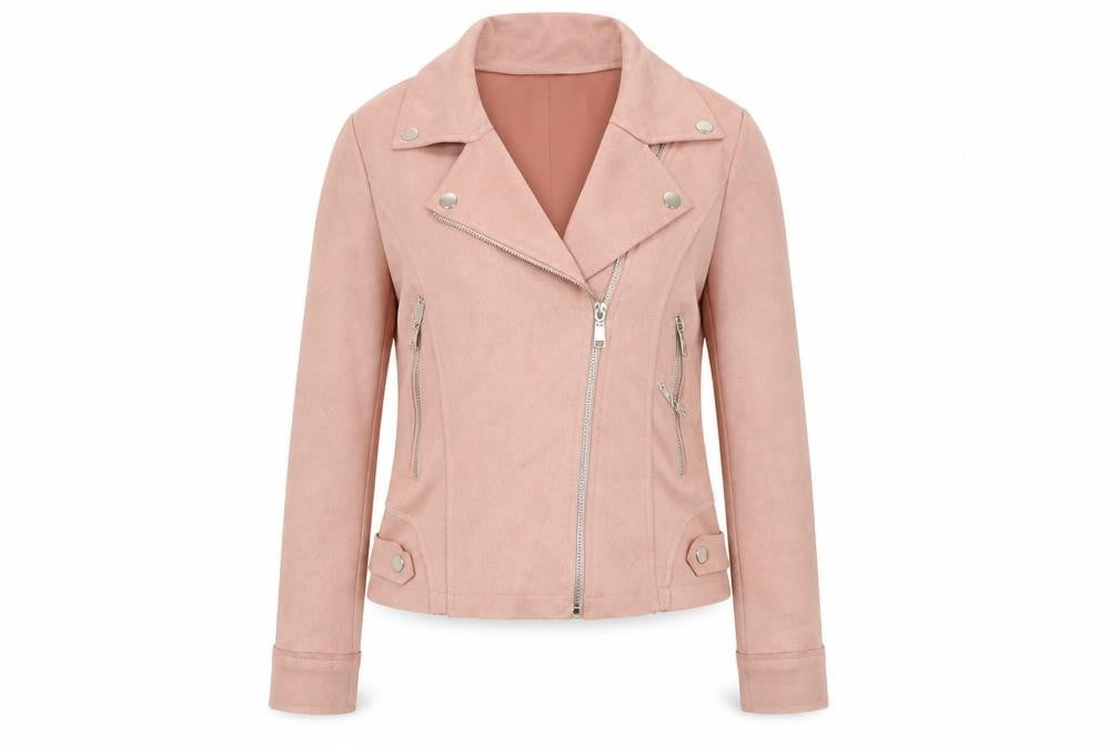 H F Womens Pink Biker Jacket XL Softshell Zip Detail