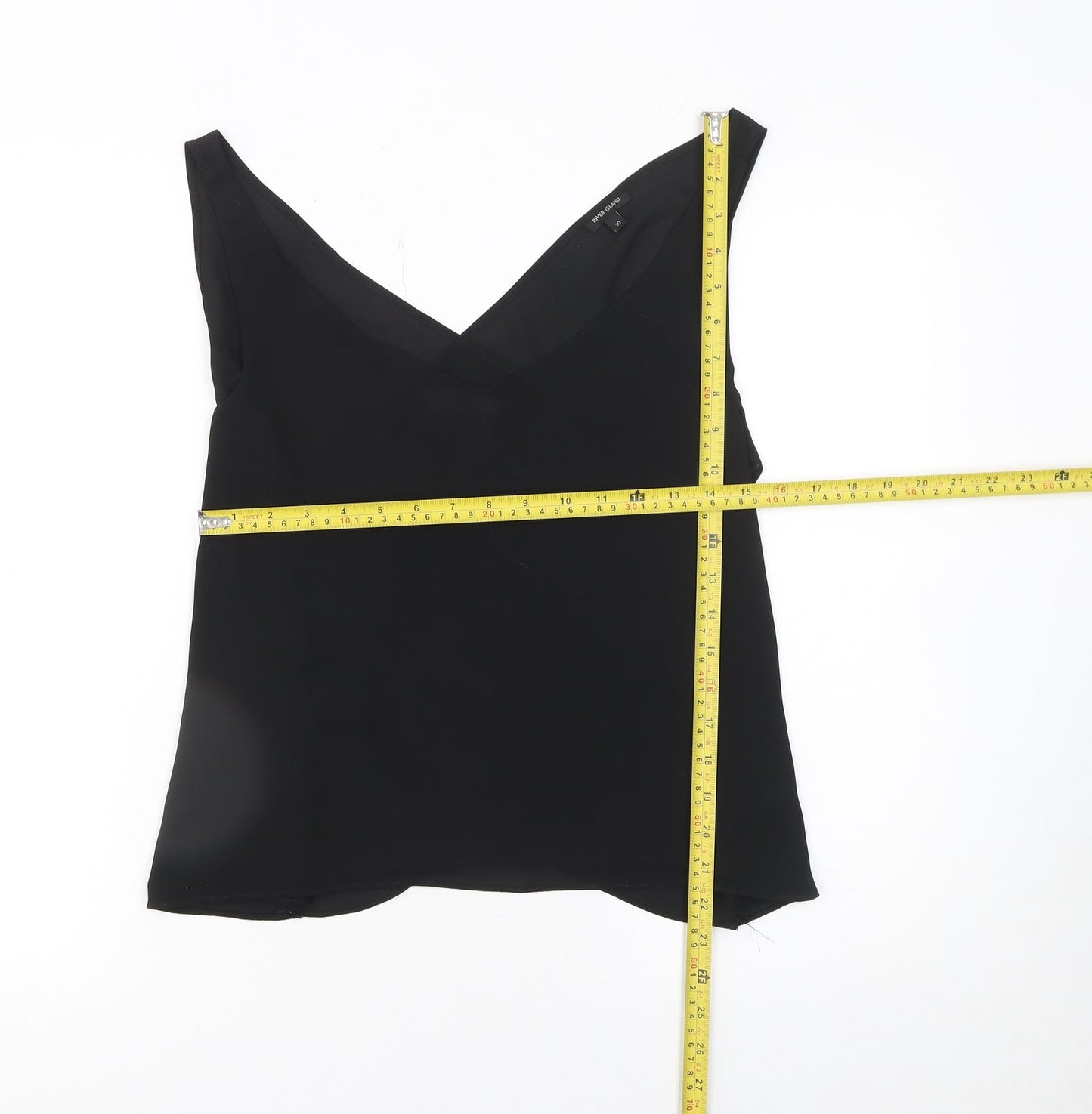 River Island Women Black Wrap V-Neck Sleeveless Blouse Size 10
