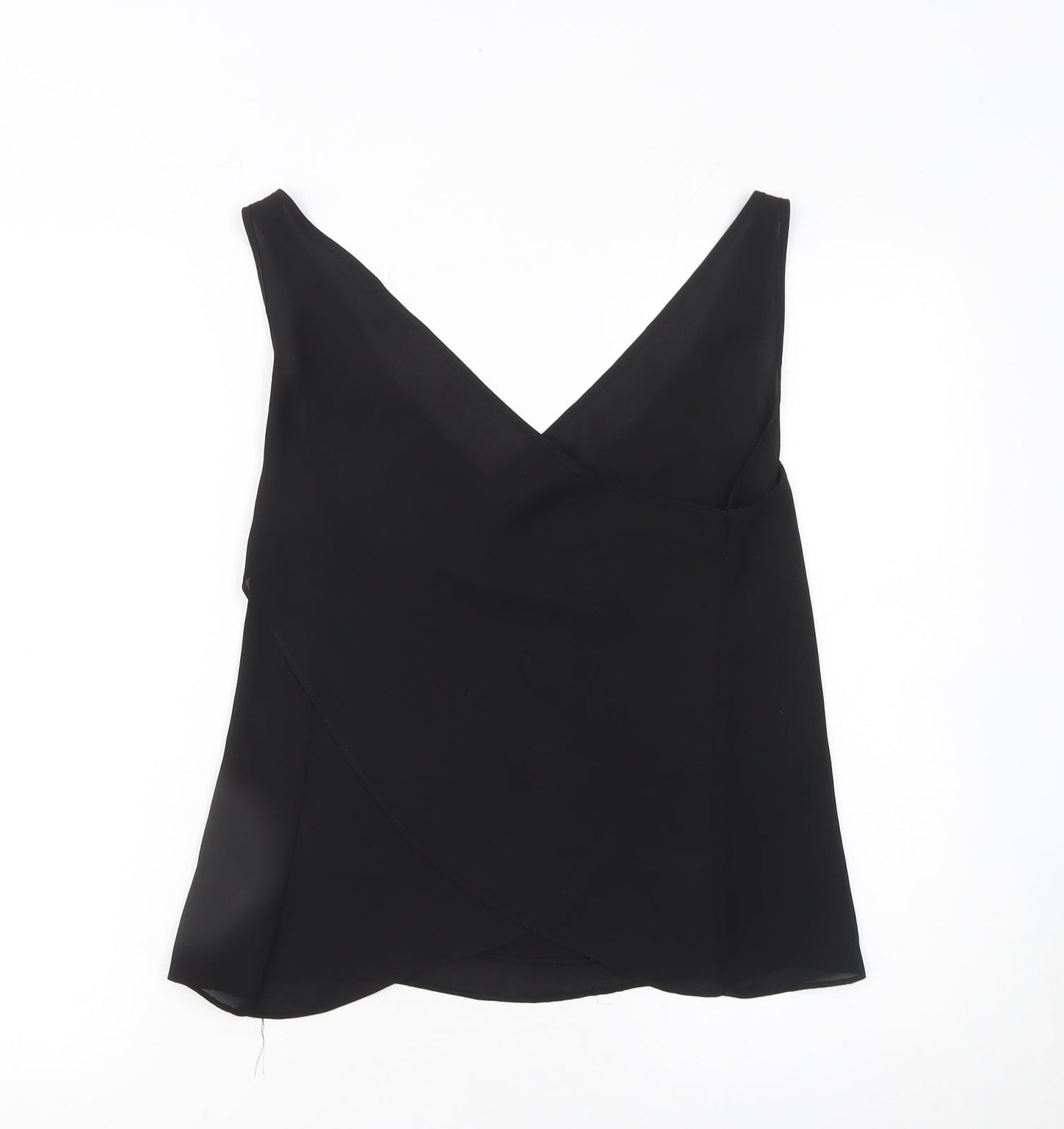 River Island Women Black Wrap V-Neck Sleeveless Blouse Size 10