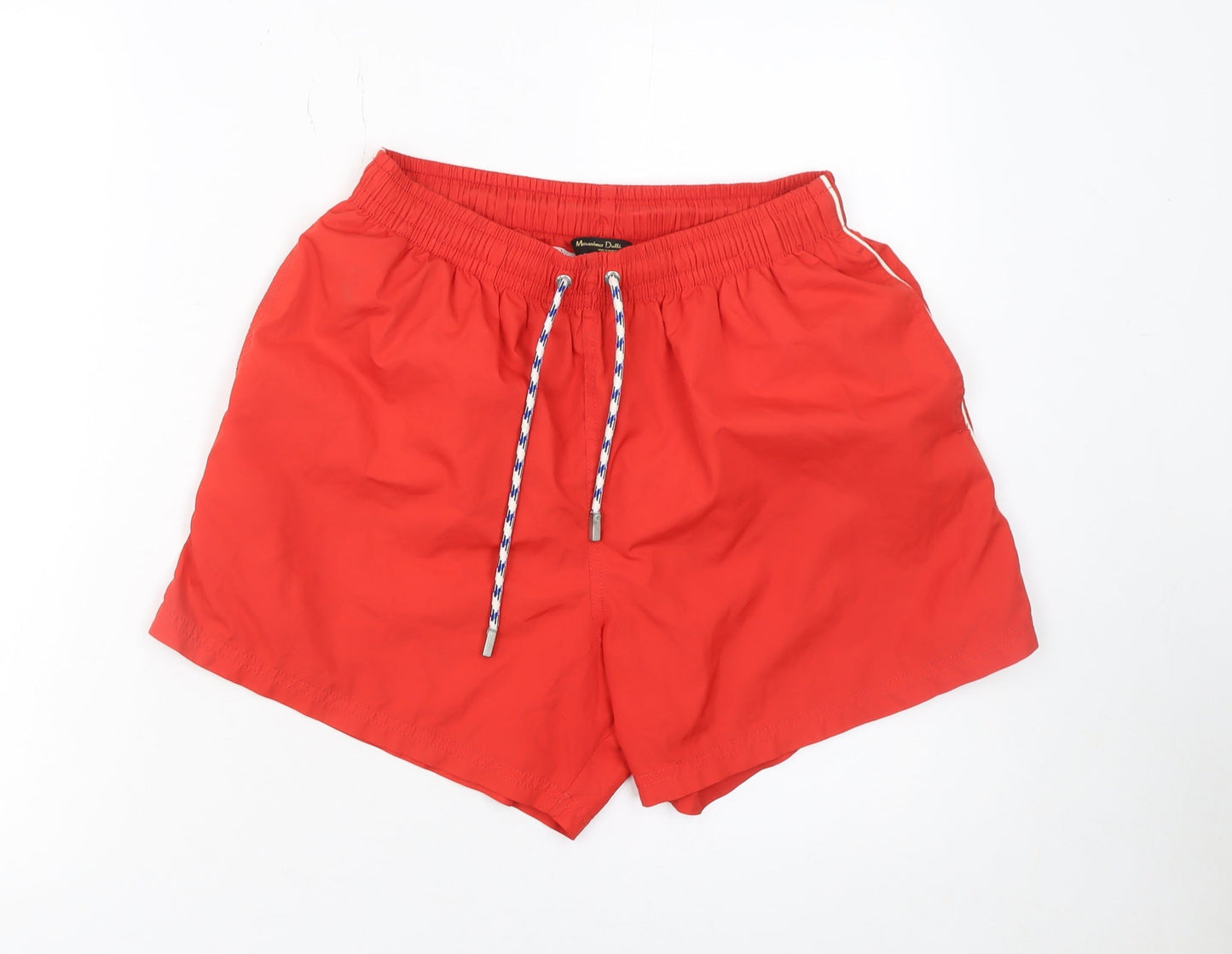Massimo Dutti Men Red Swim Shorts M Polyester Quick Dry Elastic Waist