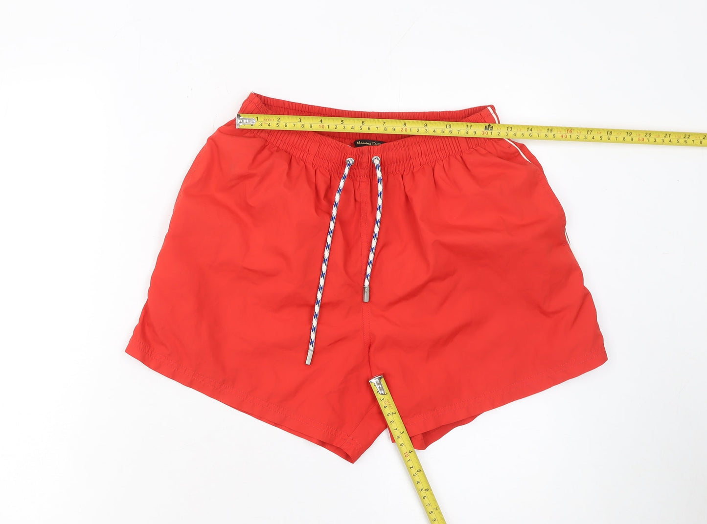 Massimo Dutti Men Red Swim Shorts M Polyester Quick Dry Elastic Waist