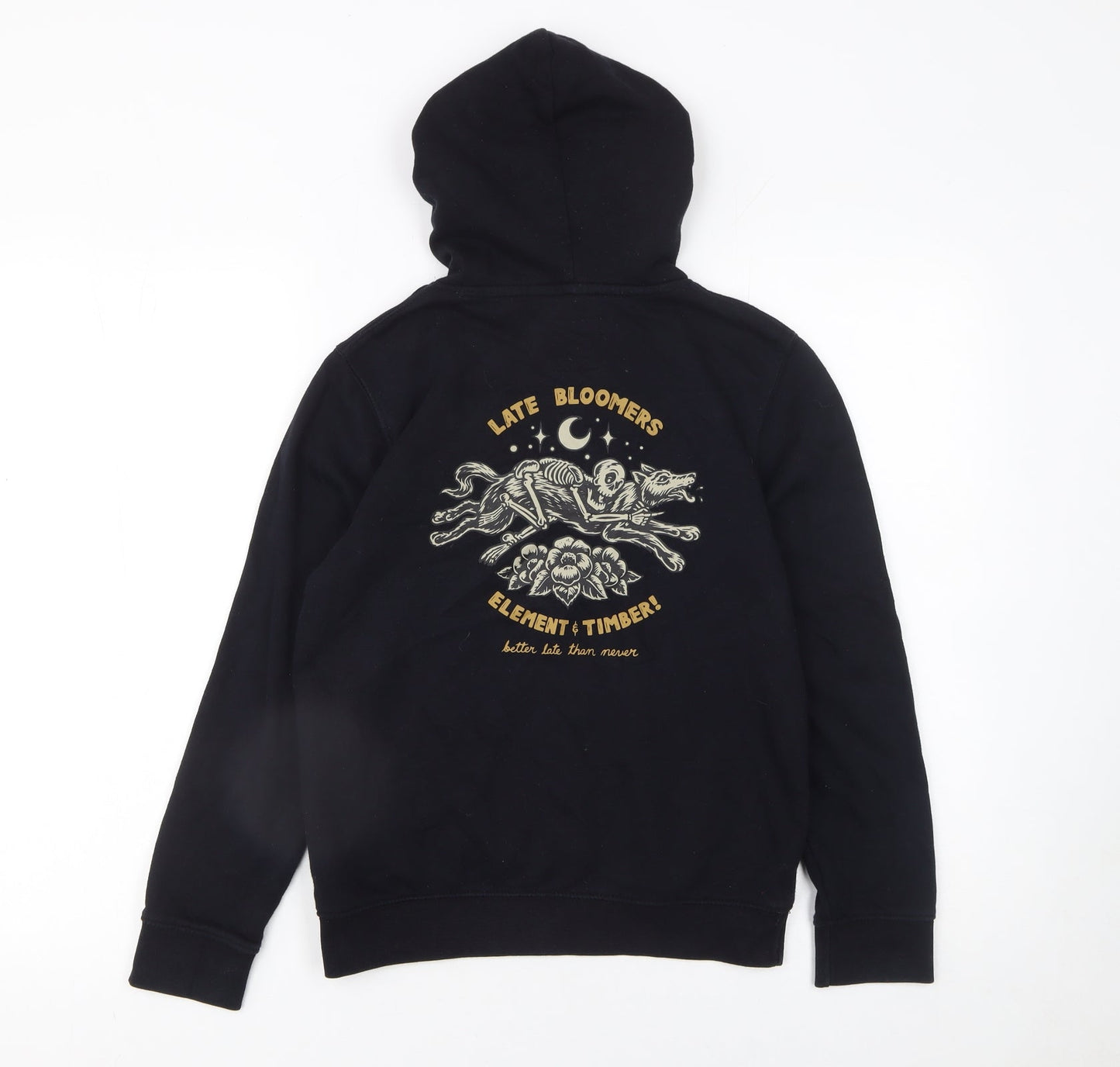 Element Unisex Kids Black Pullover Hoodie 12 Years Graphic Print Fleece
