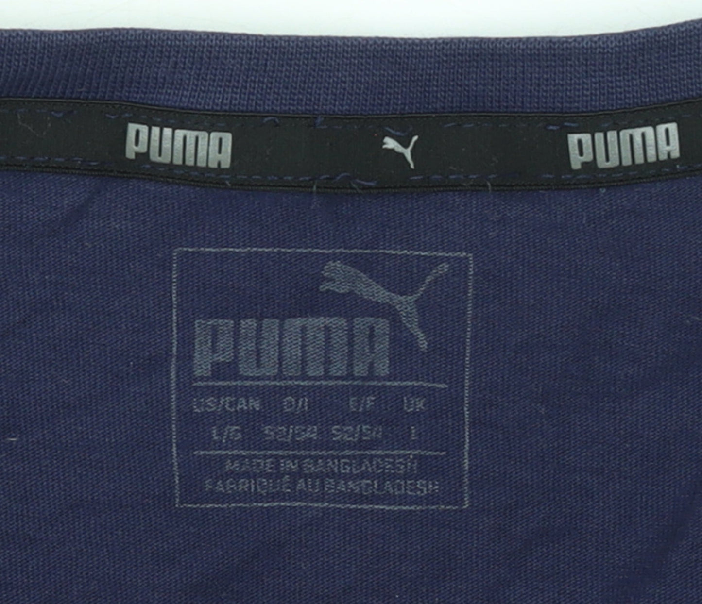 Puma Men's Blue Crew Neck Logo Graphic Cotton T-Shirt Size L