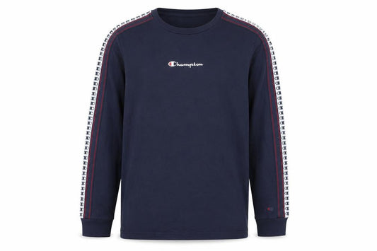 Champion Men's Blue Long Sleeve Crew Neck Cotton T-Shirt Size L