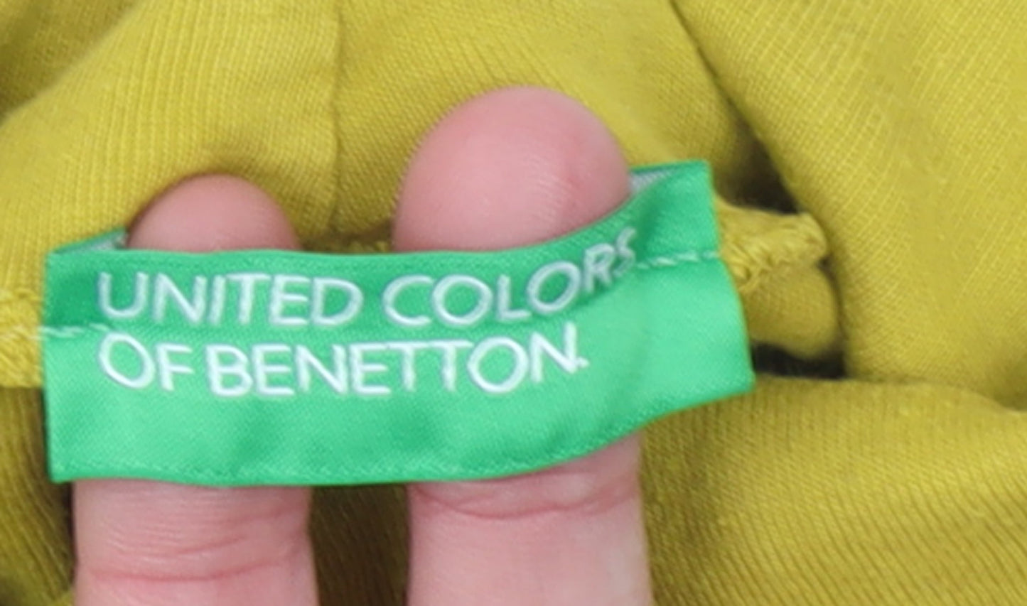 United Colors of Benetton Women Yellow Roll Neck Cotton Top S