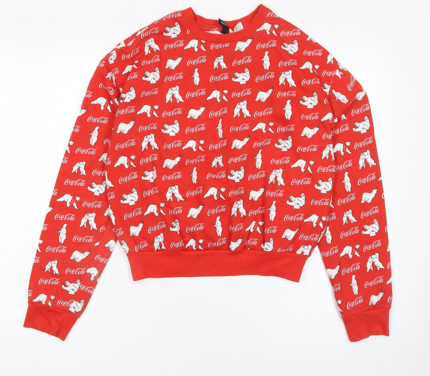 H&M Women Red Coca-Cola Polar Bear Pullover Sweatshirt Size S