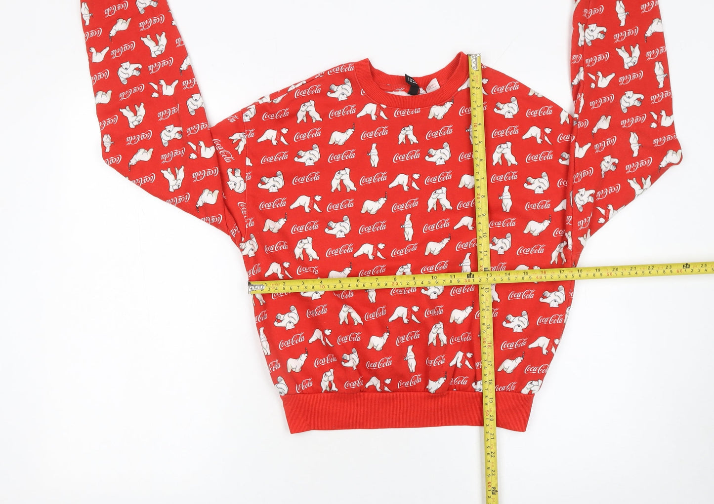 H&M Women Red Coca-Cola Polar Bear Pullover Sweatshirt Size S