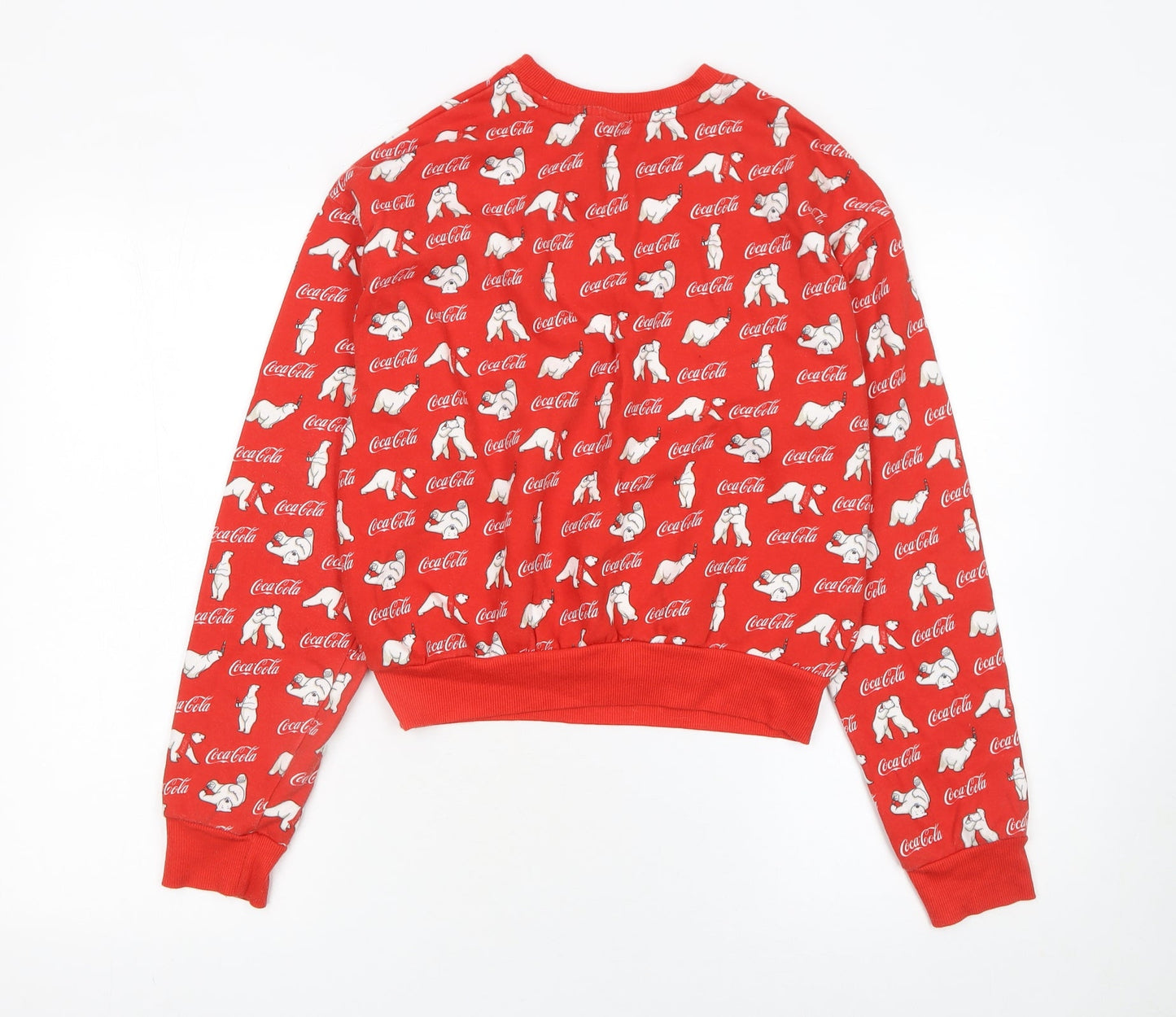 H&M Women Red Coca-Cola Polar Bear Pullover Sweatshirt Size S