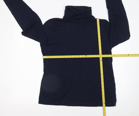 Lands' End Women's Blue Roll Neck Long Sleeve Jersey Top Size XL