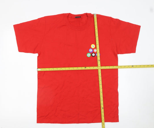 Stussy Men’s Red Graphic Crew Neck Cotton T-Shirt Size L