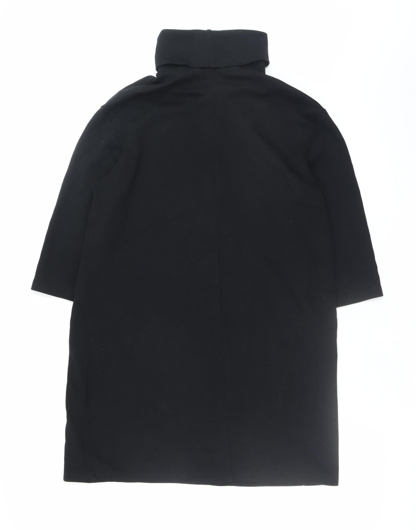 Zara Women Black M Roll Neck Knit Shift Dress