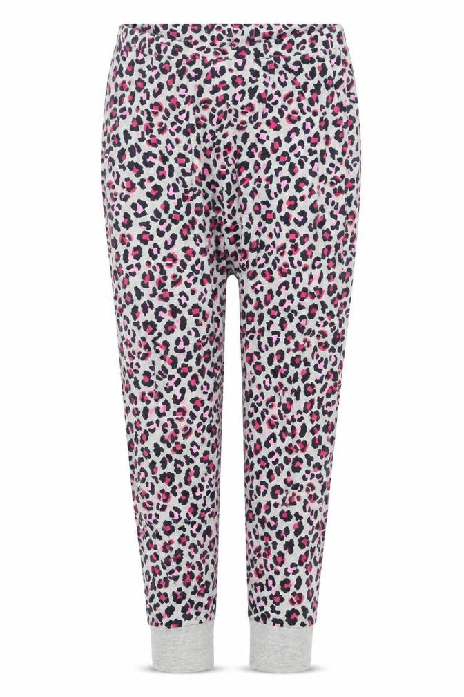 Front view of Dunnes Women’s Multicoloured Leopard Print Pyjama Pants, size UK 8