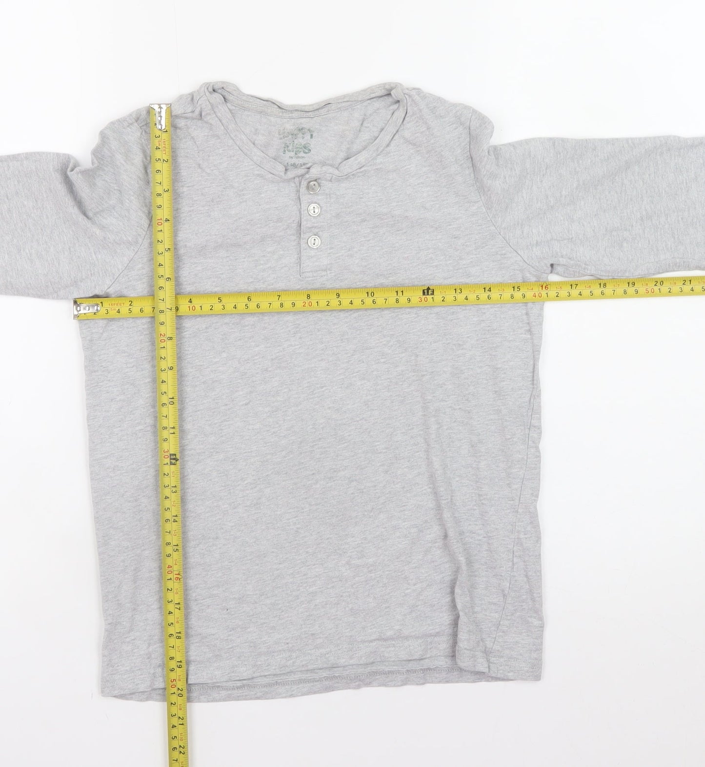 TCM Boys Grey Long Sleeve Henley Cotton Top Size 146