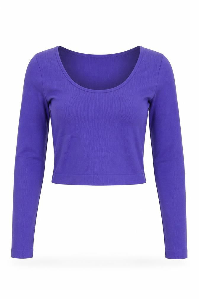 Primark Women’s Purple Cropped Long Sleeve Slim Fit Top XS