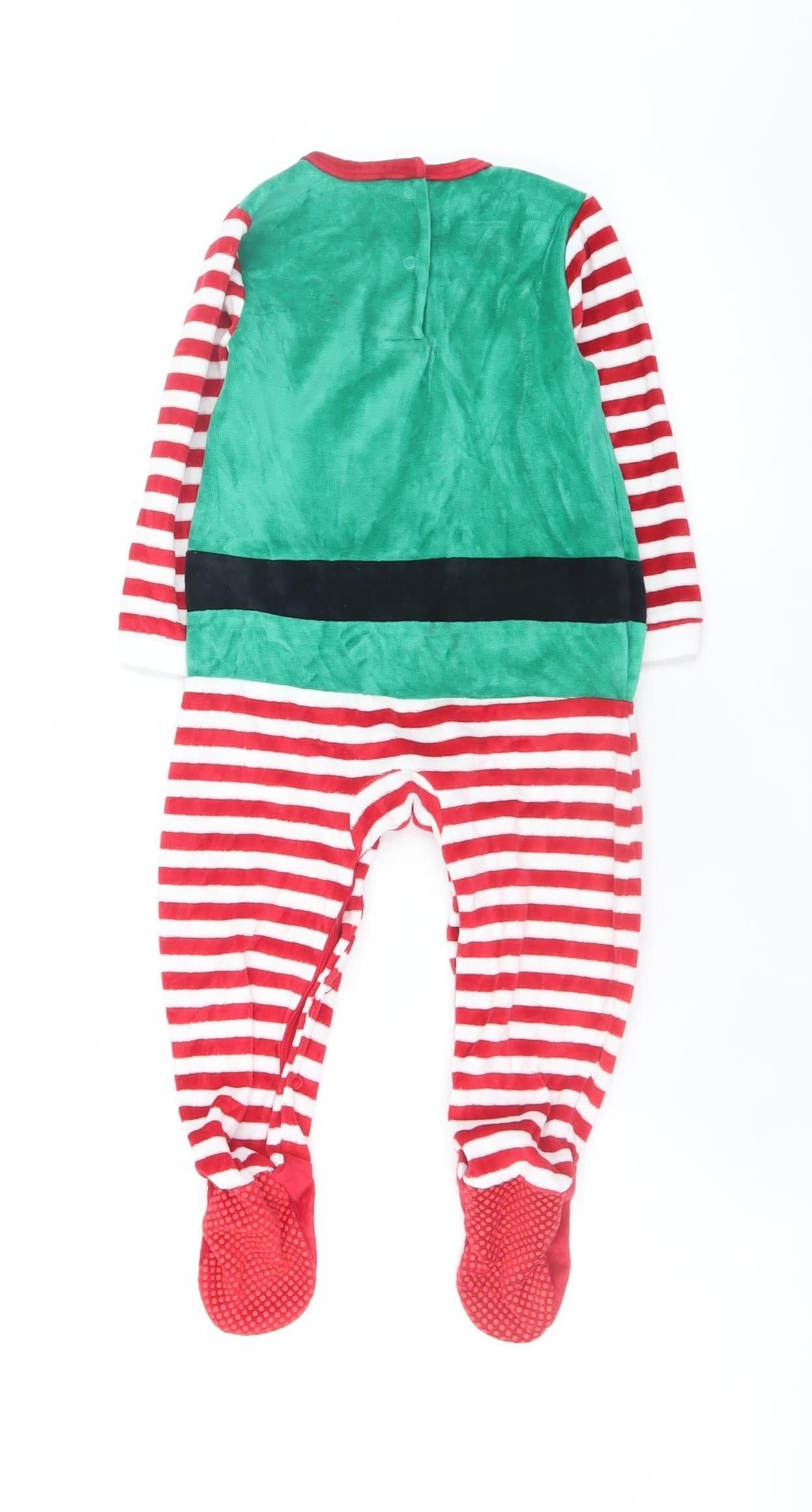 Primark Girls Green Elf Christmas Velour One Piece Pyjamas 18 Months