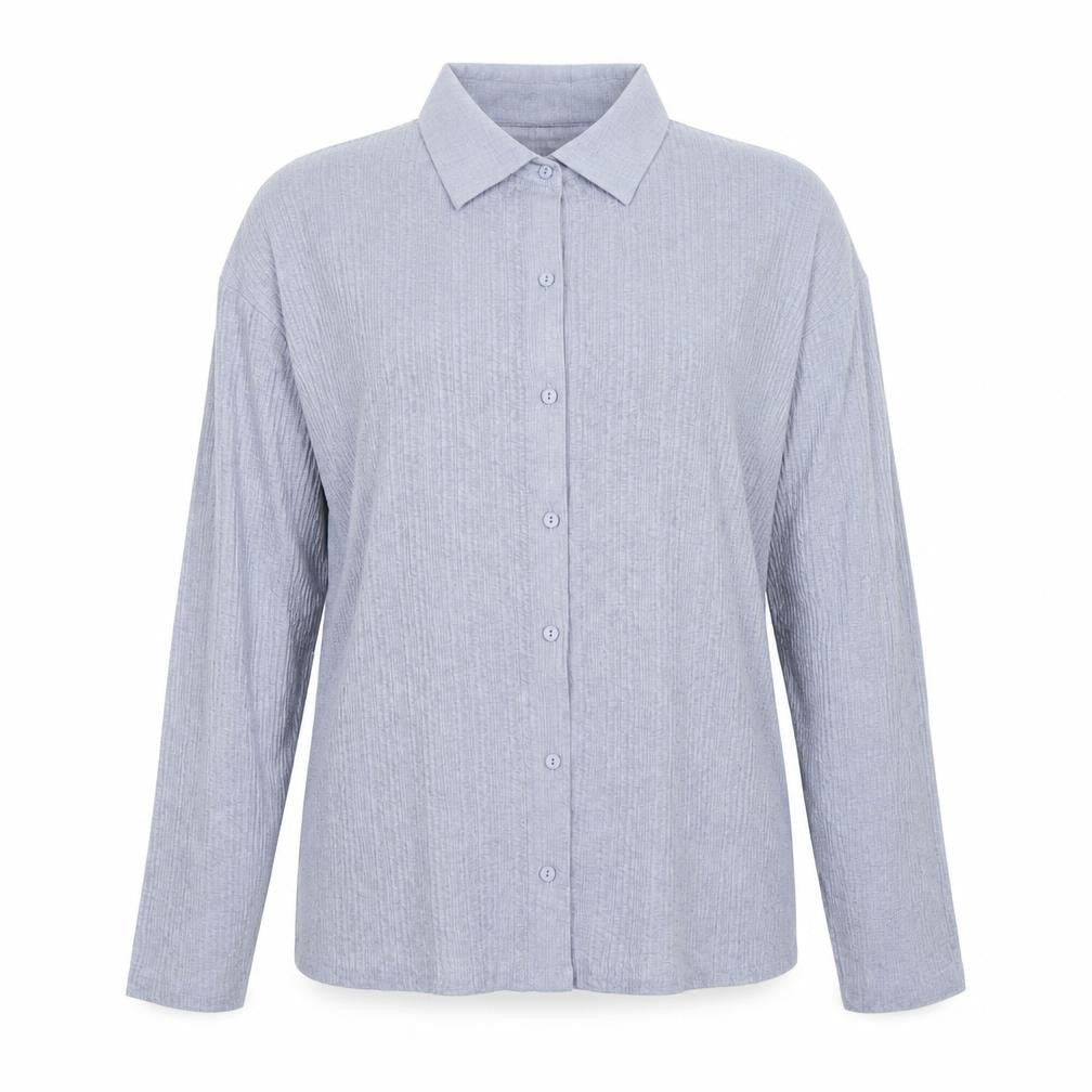 Primark Women Blue Collared Long Sleeve Button-Up Shirt Size M