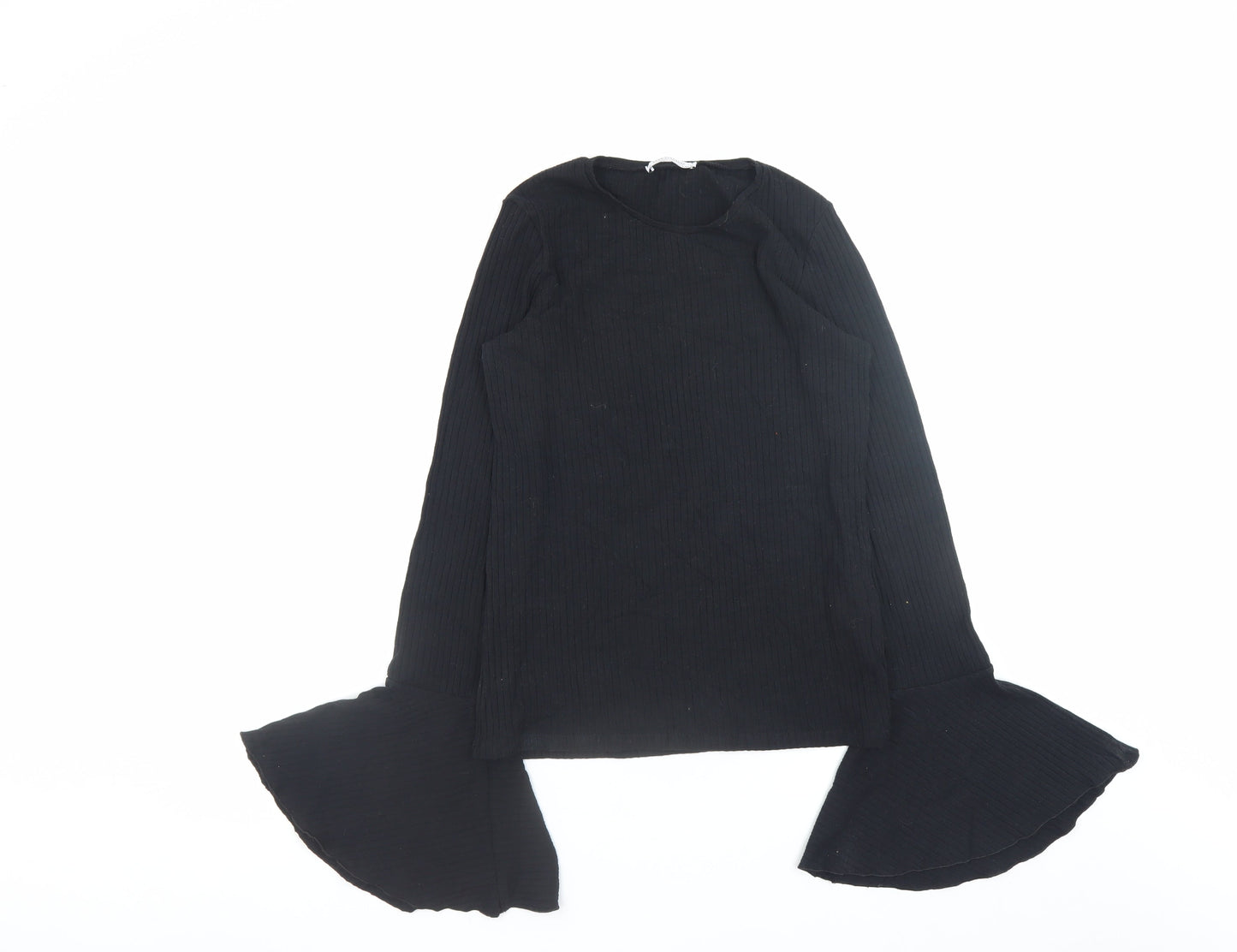 Zara Women’s Black Slim Fit Flared Sleeve Pullover Jumper Size S