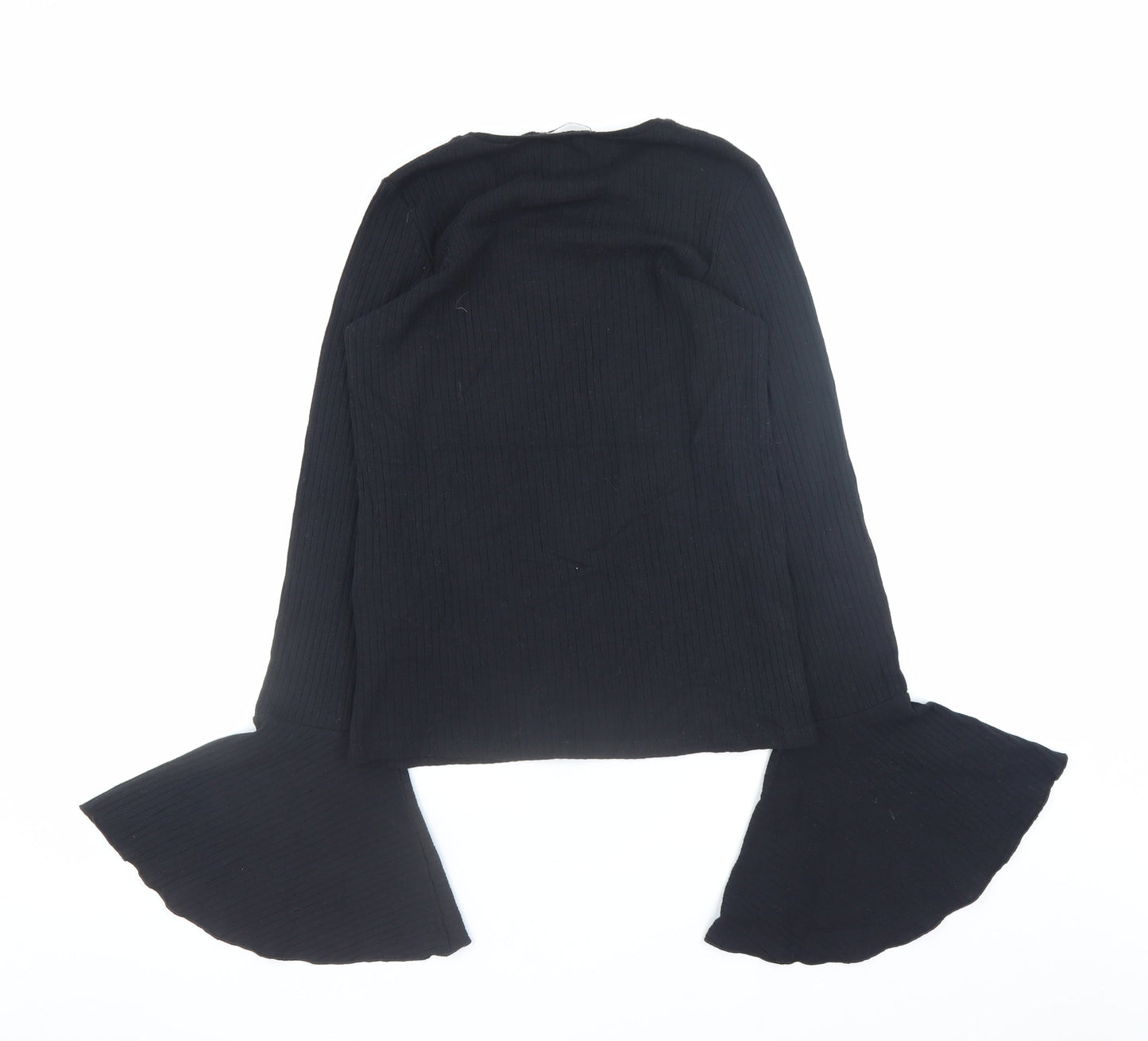 Zara Women’s Black Slim Fit Flared Sleeve Pullover Jumper Size S